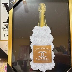 CHANEL Gold and White Floral Champagne Art